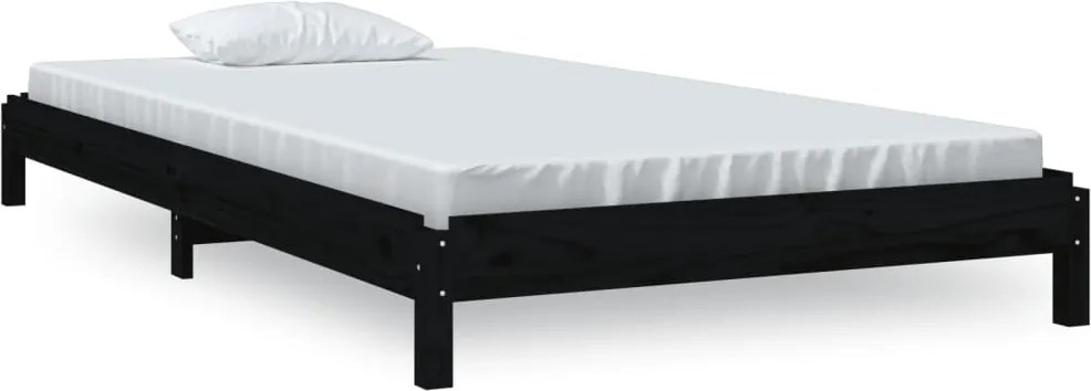 vidaXL fekete tömör fenyőfa egymásra rakható ágy 80x200 cm