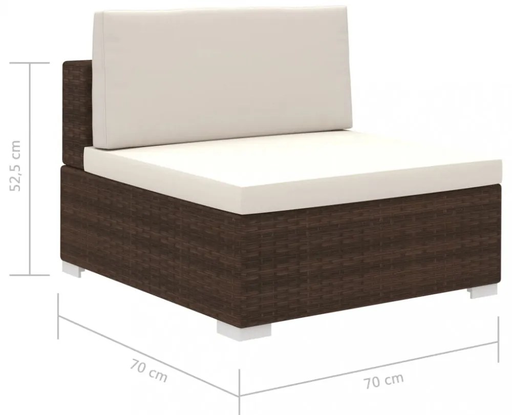 12-részes barna polyrattan kerti bútorszett párnákkal
