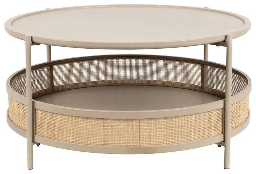 Bézs-natúr színű kerek dohányzóasztal ø 80 cm Makoto – White Label