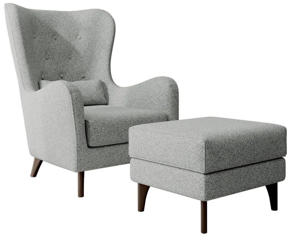 Fotel lábtartóval Calimero II  (világosszürke + wenge). Akció -16%. 1099322