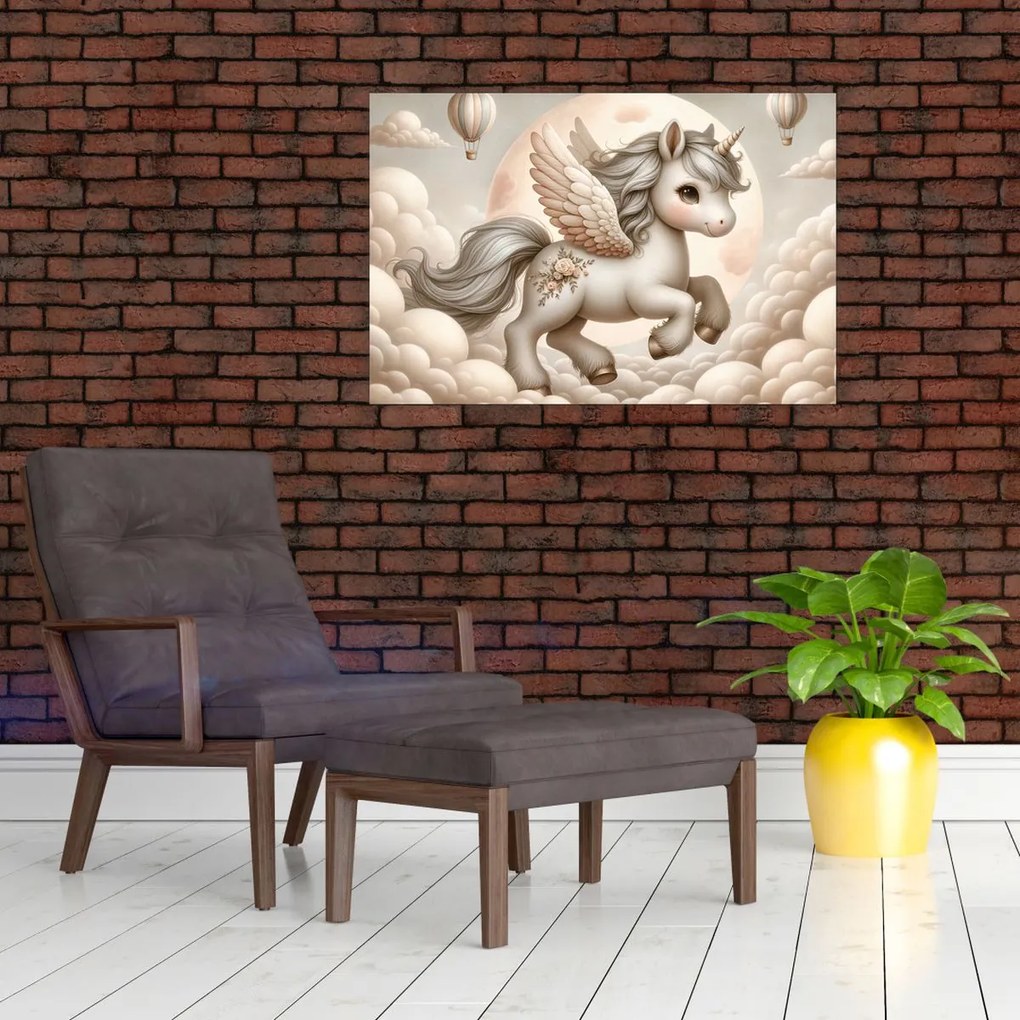 Kép - Egyszarvú a felhőkben (90x60 cm)