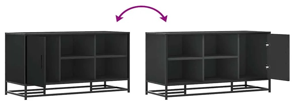 Cipőpad Fekete 100x40x53,5 cm Fából és fémből készült pad
