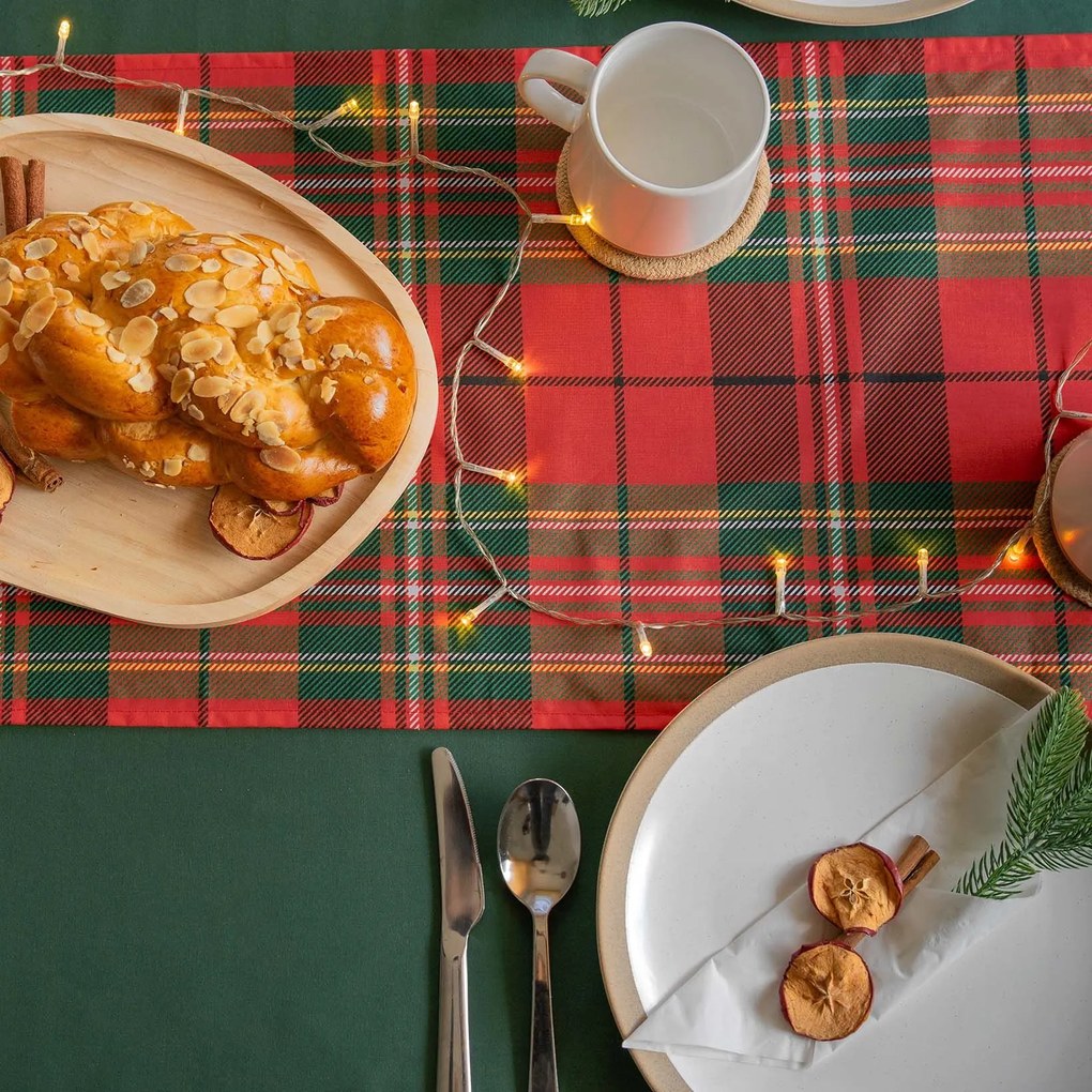 Goldea karácsonyi pamut asztali futó - piros kockás 35x120 cm