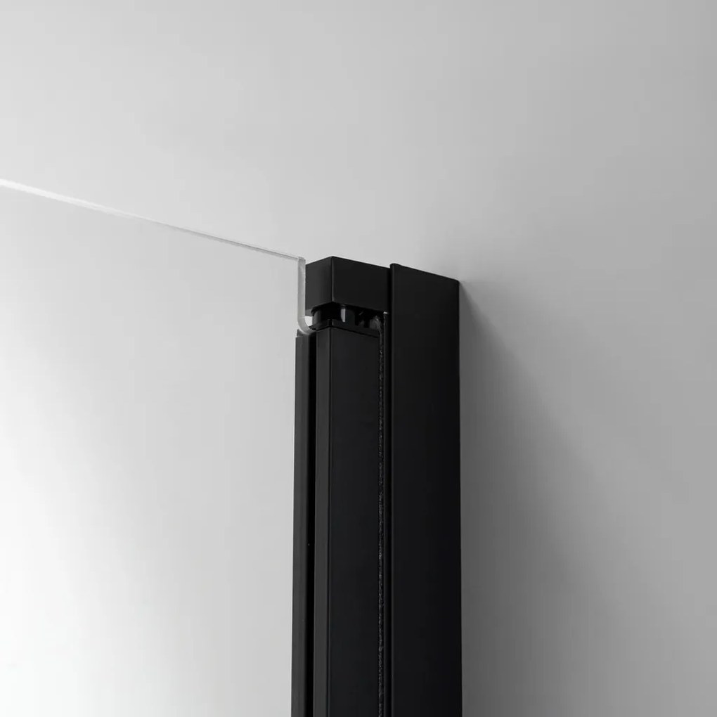 Stuxi Verona Big Black 170 cm széles aszimmetrikus kétszárnyú csukló zuhanyajtó (70+100 cm), 6 mm vízlepergető üveggel, matt fekete profillal, 195 cm magas