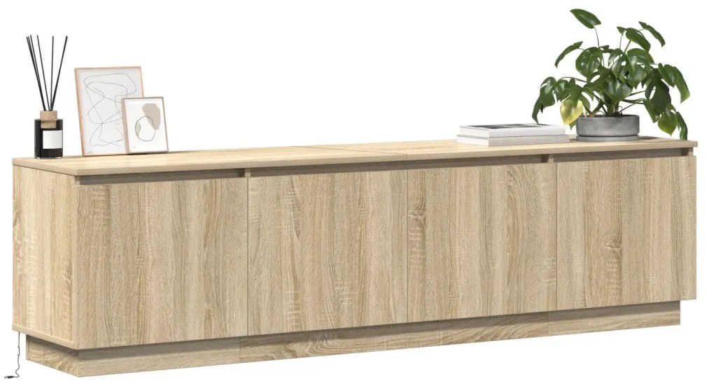 LED világítású TV szekrény Sonoma tölgy 180x38x49 cm Mérnöki fa