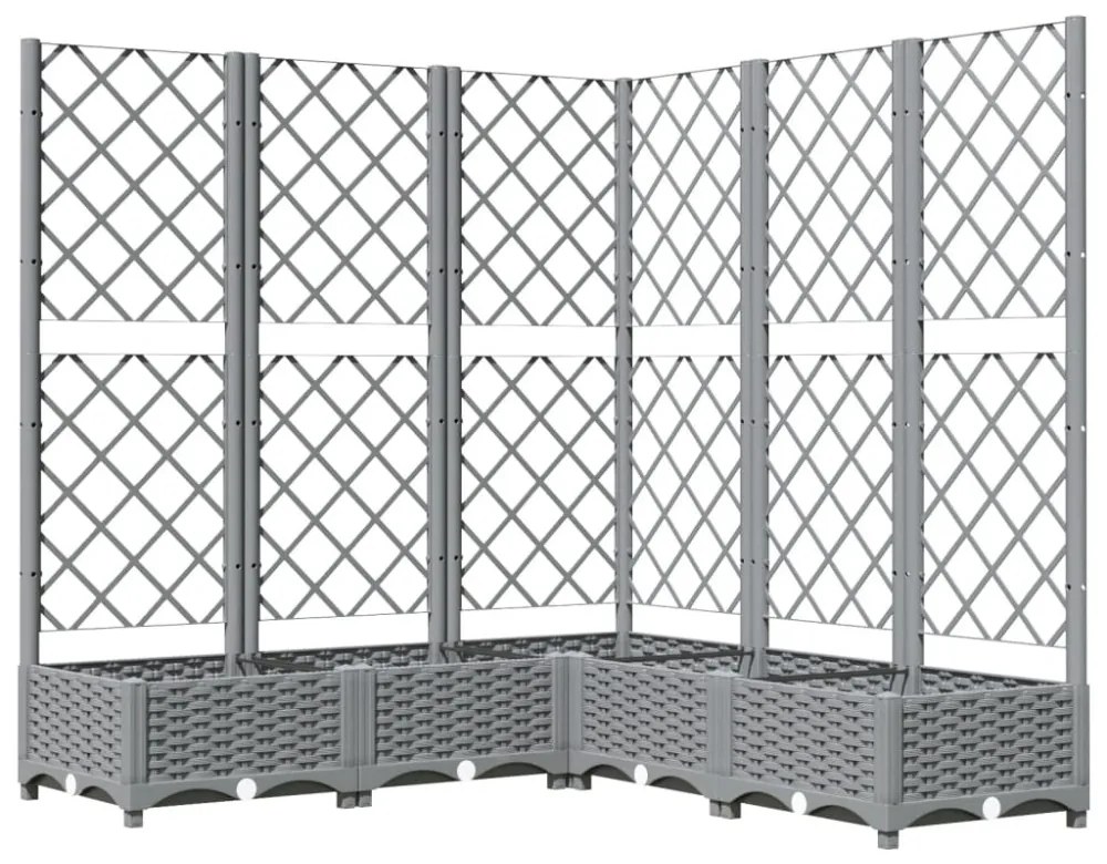 világosszürke PP rácsos kerti ültetőláda 120 x 120 x 121,5 cm