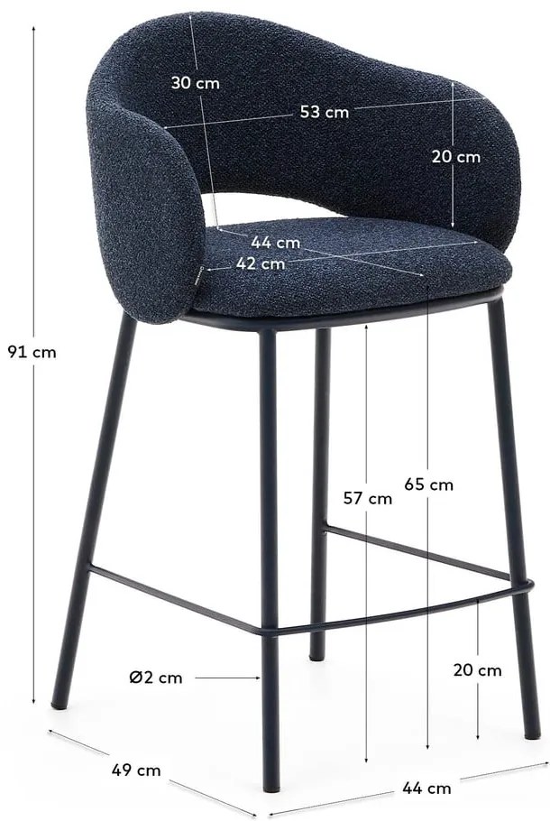 Sötétkék bárszék (ülésmagasság 65 cm) Maina – Kave Home