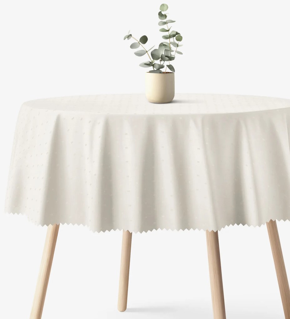 Goldea ünnepi kör alakú teflonos terítő - tej színű alapon fényes négyzetek Ø 100 cm