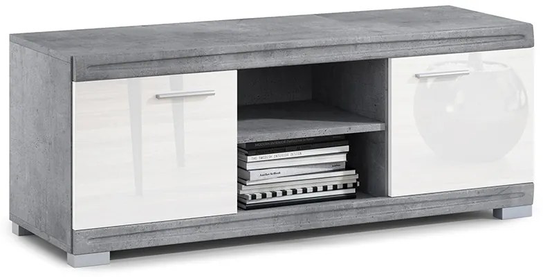 Mazzoni SIMPLE D2 TV-állvány Millenium Beton/Fehér Fényes - TV-ÁLLVÁNY KOMÓD NAPPALIBA FÉNYES