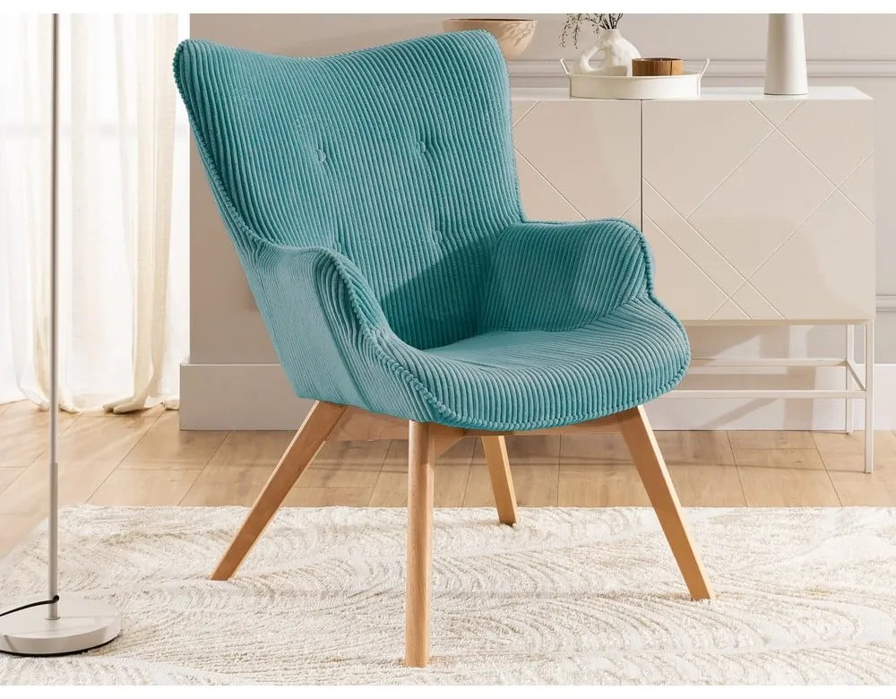 Türkiz kordbársony fotel Niko – Ropez