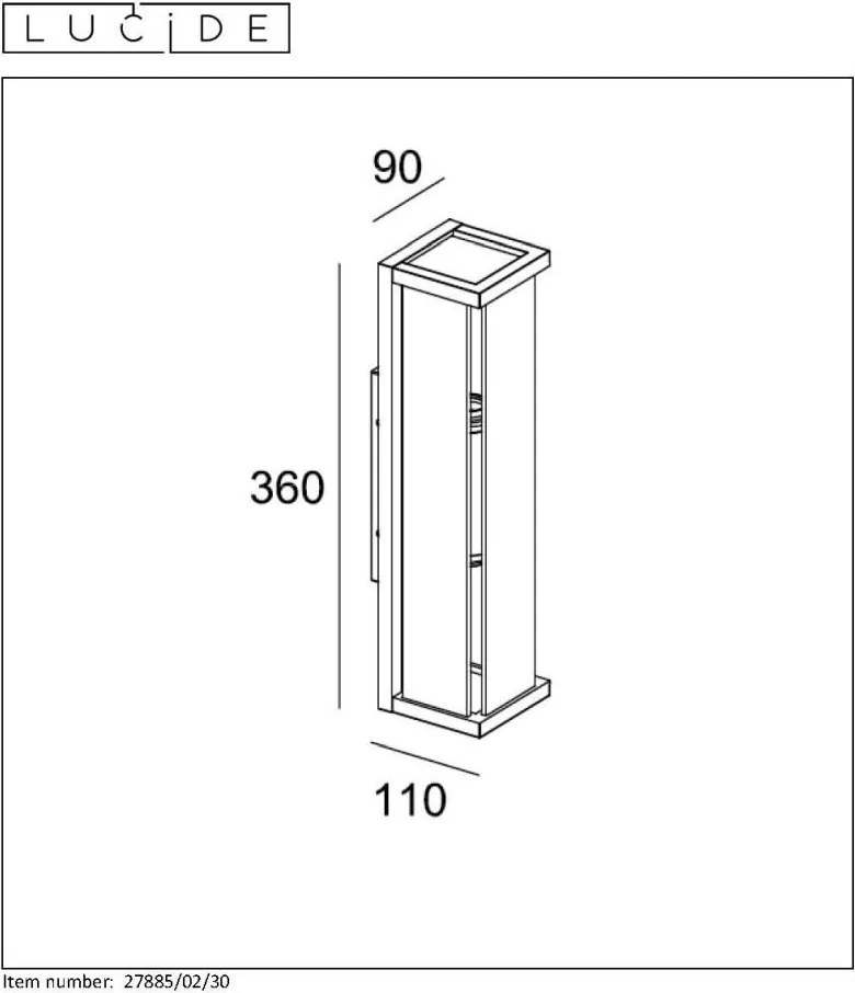 LUCIDE 27885-02-30 CLAIRE Modern Kültéri Fali Lámpa E27 IP54