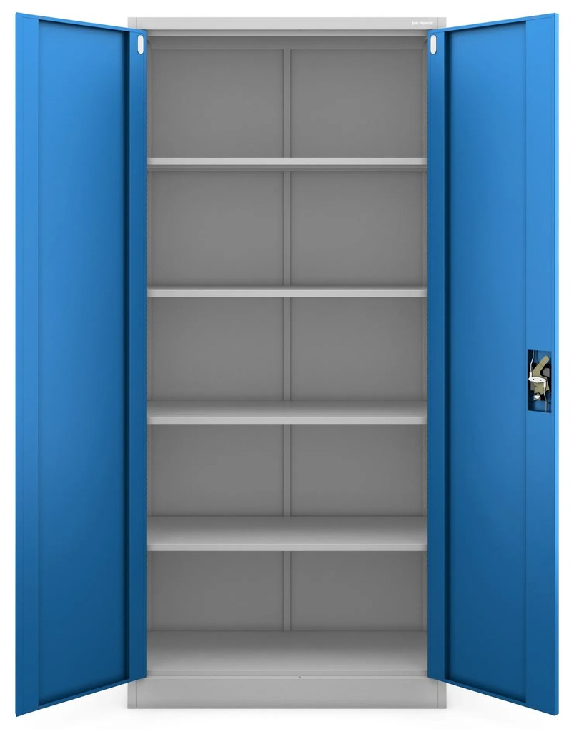 Fém iratszekrény JAN H, 900 x 1950 x 400 mm, szürke-kék