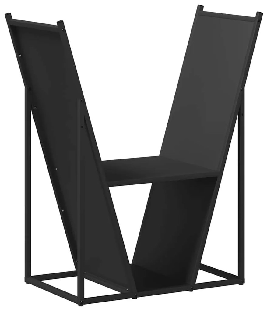 fekete hidegen hengerelt acél tűzifatároló 69,5x35x81 cm