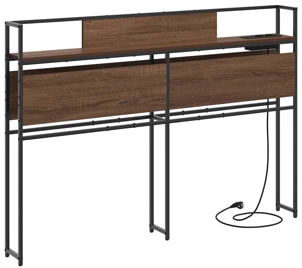 Tároló fejtámla polcokkal tárolóval barna tölgy 120 cm Faanyag