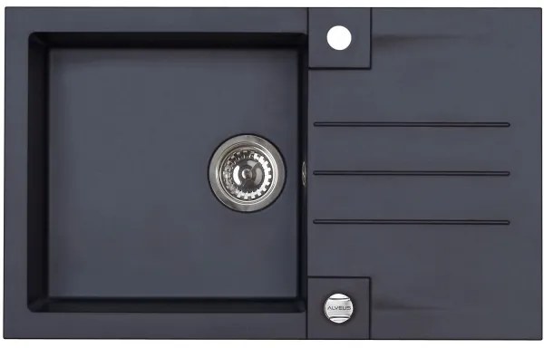 ALVEUS SETA23201 - ROCK konyhai mosogató + MINTAS mosogatócsaptelep, 34 cm, gránit/fekete