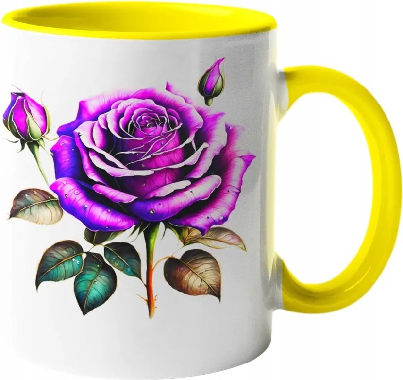 Eredeti Bögre Lila Rózsa Virágok Kerámia 330ml.