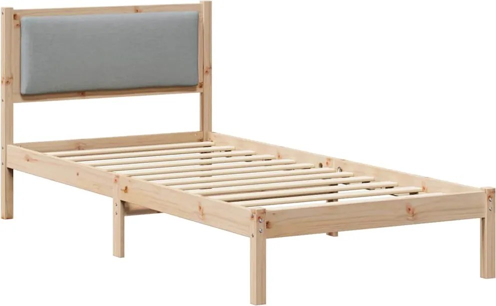 vidaXL Ágykeret fejtámlával Világosszürke 100 x 200 cm Tömör fenyőfa