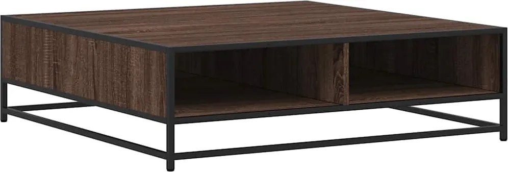 vidaXL barna tölgy szerelt fa és fém dohányzóasztal 100 x 100 x 30 cm