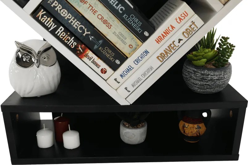 könyvespolc, fehér/fekete, VEVEY