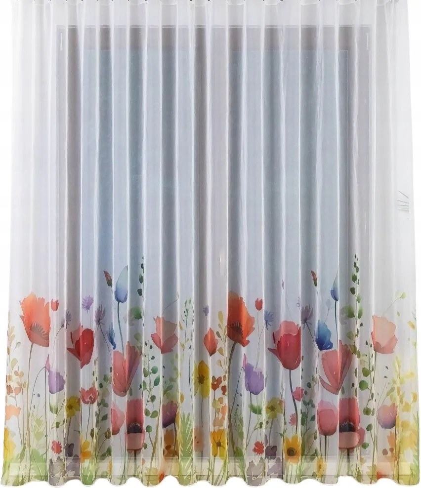 Fátyolfüggöny Kész Szalaggal, Színes Pipacsok 550x270