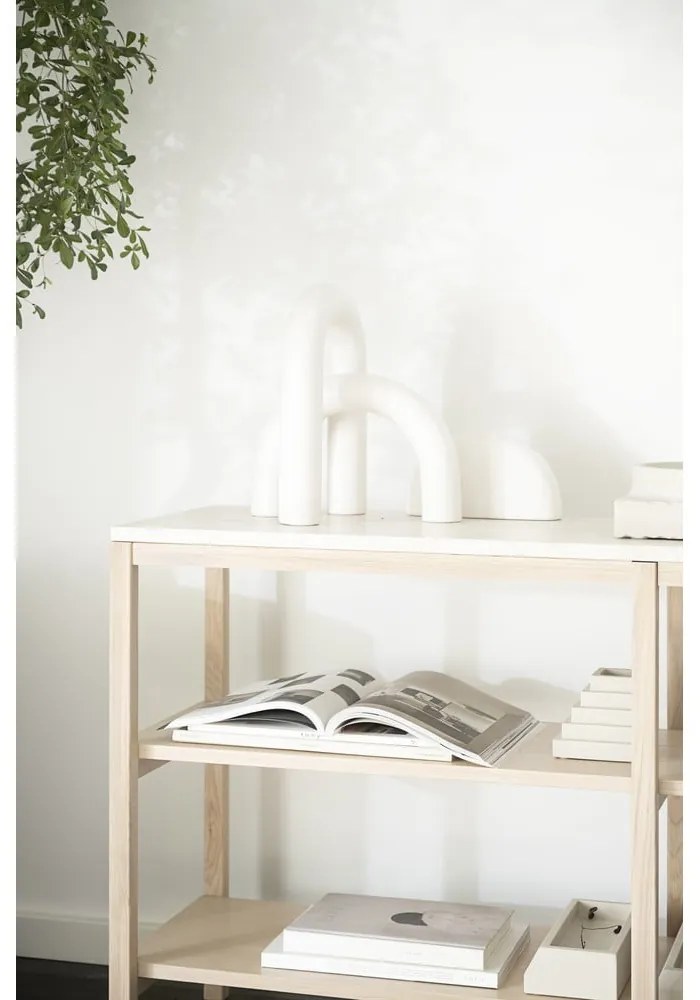 Barna-bézs konzolasztal kő asztallappal 140x40 cm Orwel - Rowico