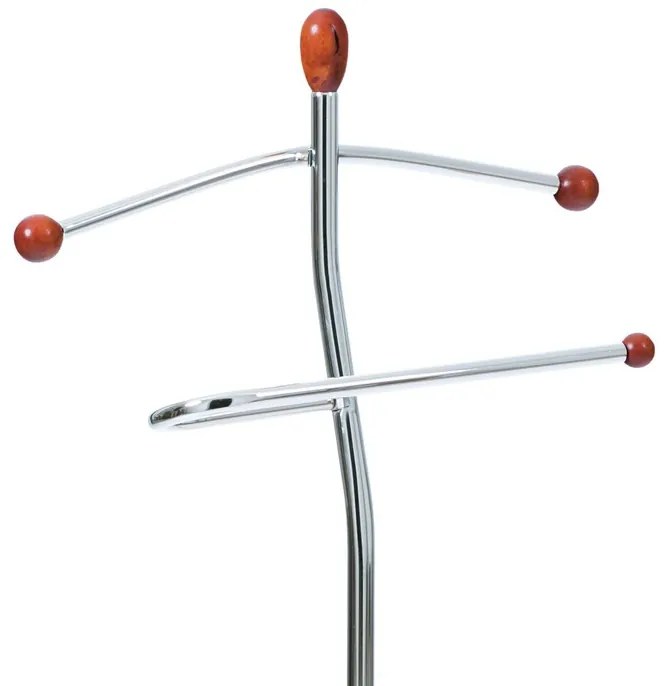 82646 Barna szobainas, tömör fa és krómozott fém. Teherbírás 6 kg.