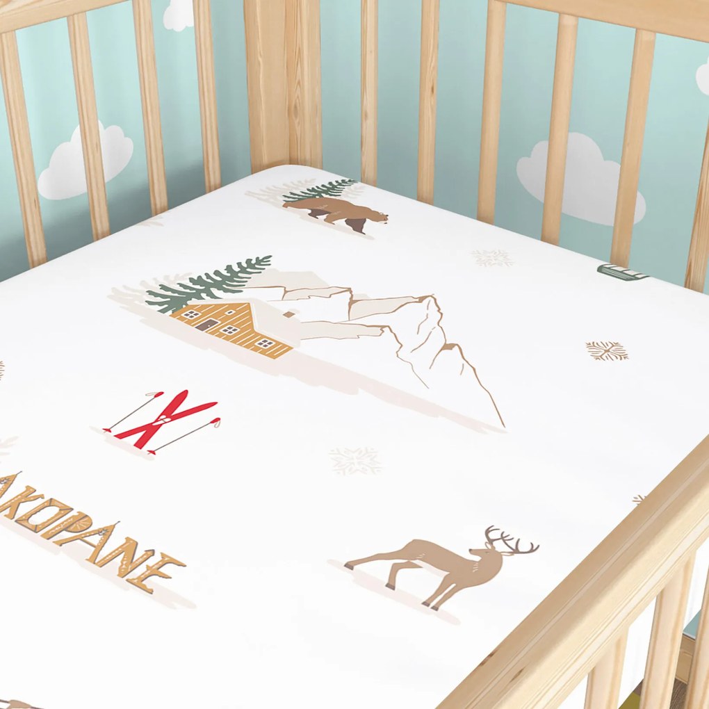 Goldea gyermek körgumis pamut lepedő kiságyba - zakopane 70 x 140 cm