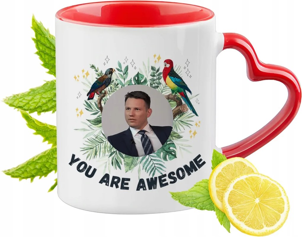 Sławomir Mentzen Piros Bögre Szív Alakú Füllel Ajándék