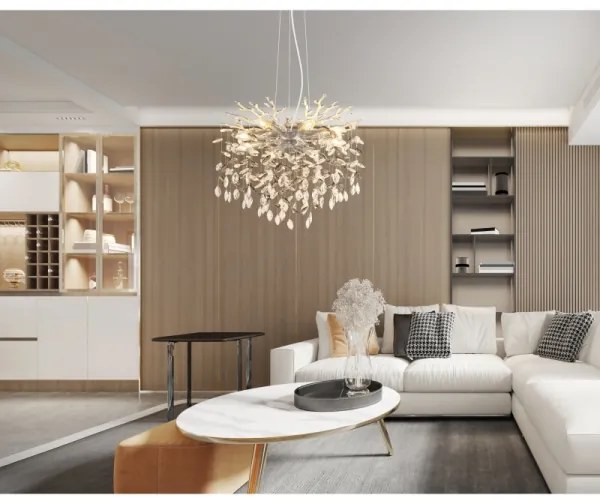 Globo 64138H1S - Kábeles csillár QUEENA 8xE14/40W/230V ezüstszínű