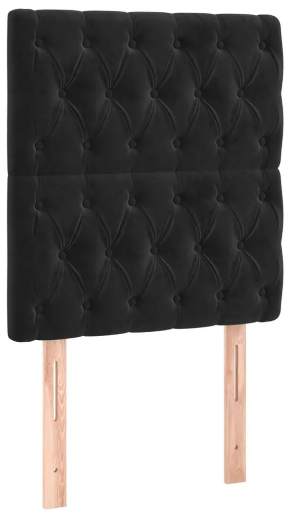 fekete bársony LED-es fejtámla 80x7x118/128 cm