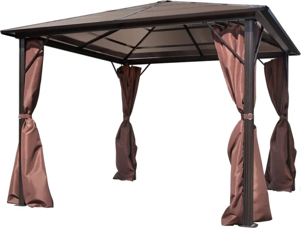 vidaXL alumínium kerti pavilon barna függönnyel 300 x 300 cm