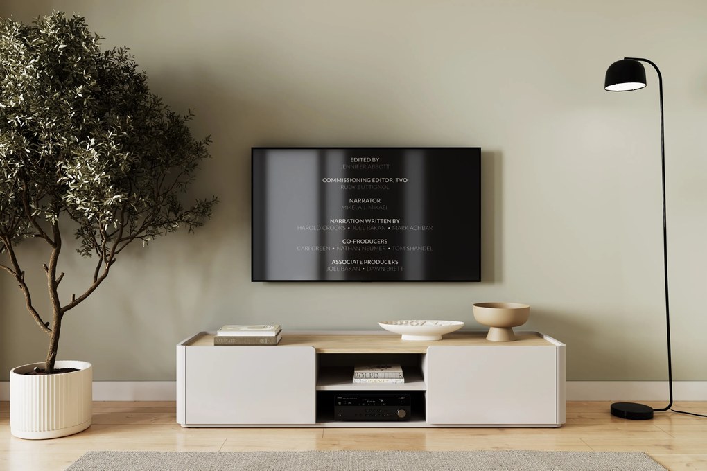 Elivo TV-szekrény 170 cm fiókkal - kasmír / olajozott tölgy