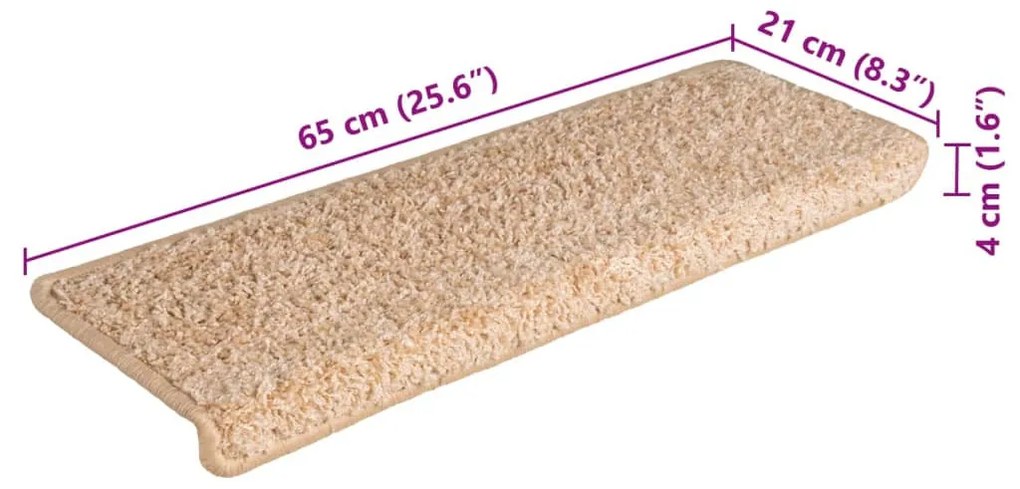 15 db aranyszínű lépcsőszőnyeg 65x21x4 cm