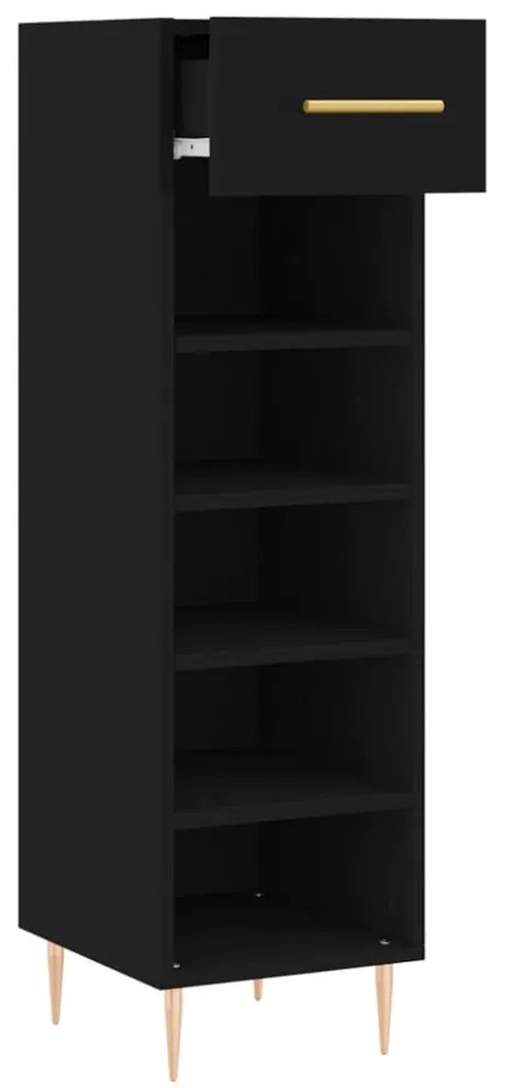 fekete szerelt fa cipőszekrény 30 x 35 x 105 cm