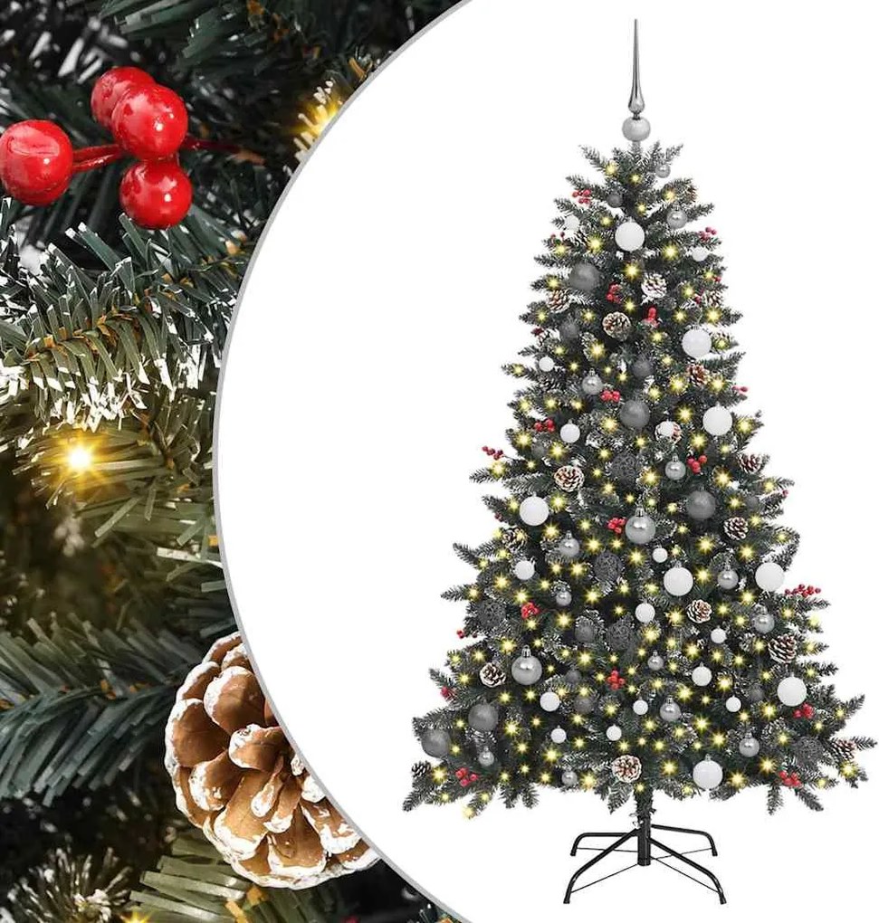 vidaXL Mű karácsonyfa 300 LED-del Zöld 180 cm PVC és Műanyag és Acél