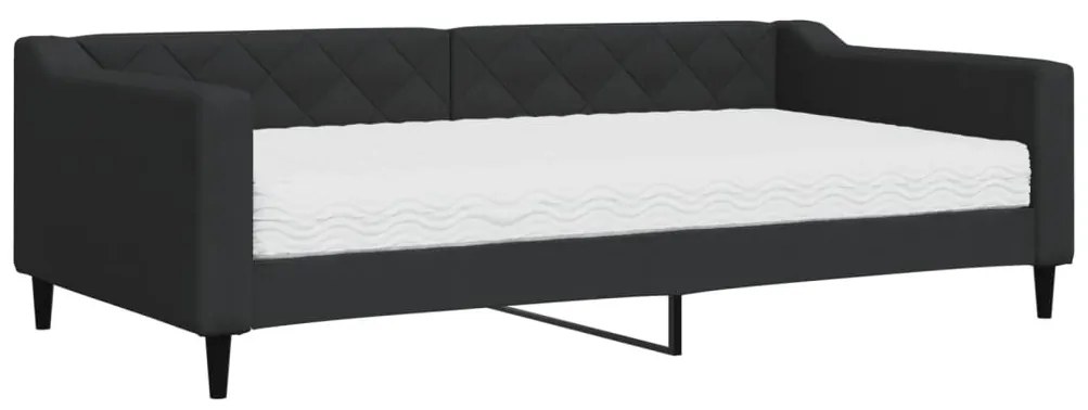 fekete szövet kanapéágy matraccal 100 x 200 cm