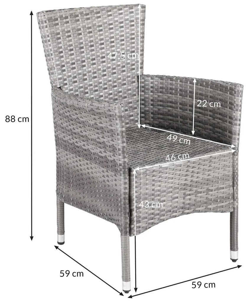 Casaria® Rattan fotel 2 darabos - szürke/antracit párnák