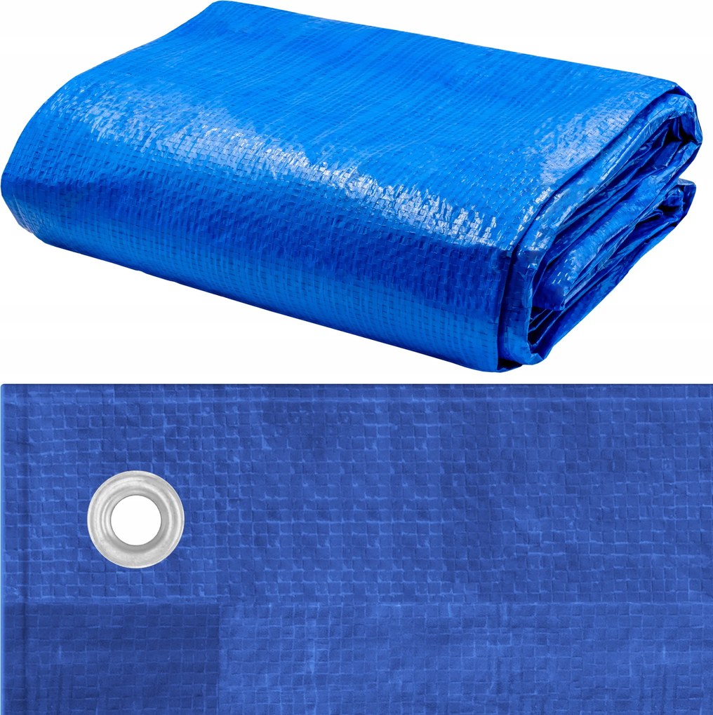 Erős Ponyva Kék 8X12M 60G/M2 Megerősített Szélek, Vízálló