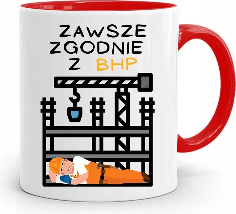 Piros Építőipari Bögre Barkácsoló Szakember Ajándék fényképes nyomtatással