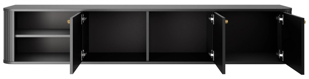 Vesper fali háromajtós TV szekrény 187 cm - fekete / arany fogantyúk