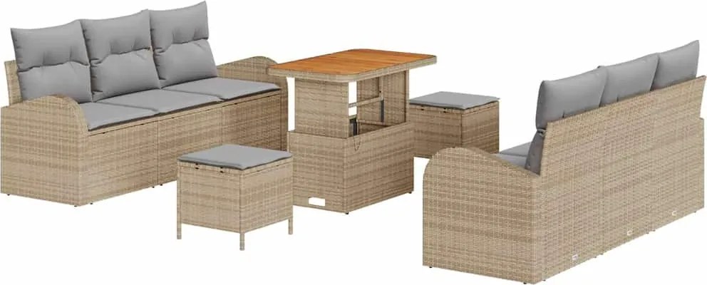 vidaXL Kerti Kanapé Szett párnával 9 pcs Beige és Világosszürke