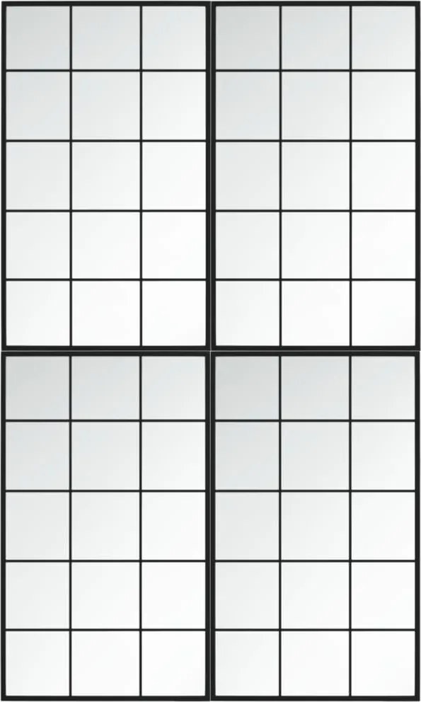 vidaXL 4 db fekete fém fali tükör 100x60 cm