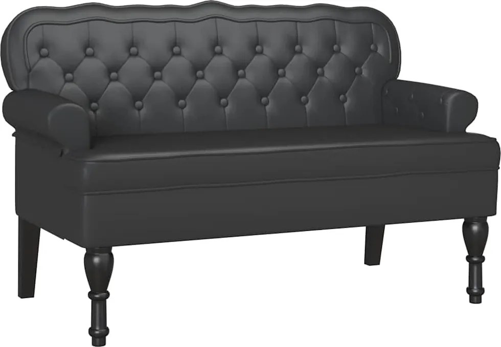 vidaXL Chesterfield Pad Fekete 119,5 x 64,5 x 75 cm Műbőr