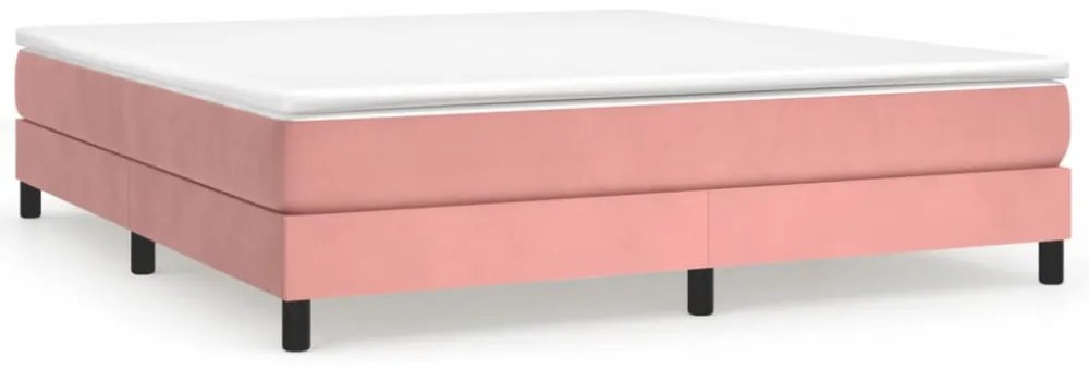 rózsaszín bársony rugós ágykeret 180x200 cm