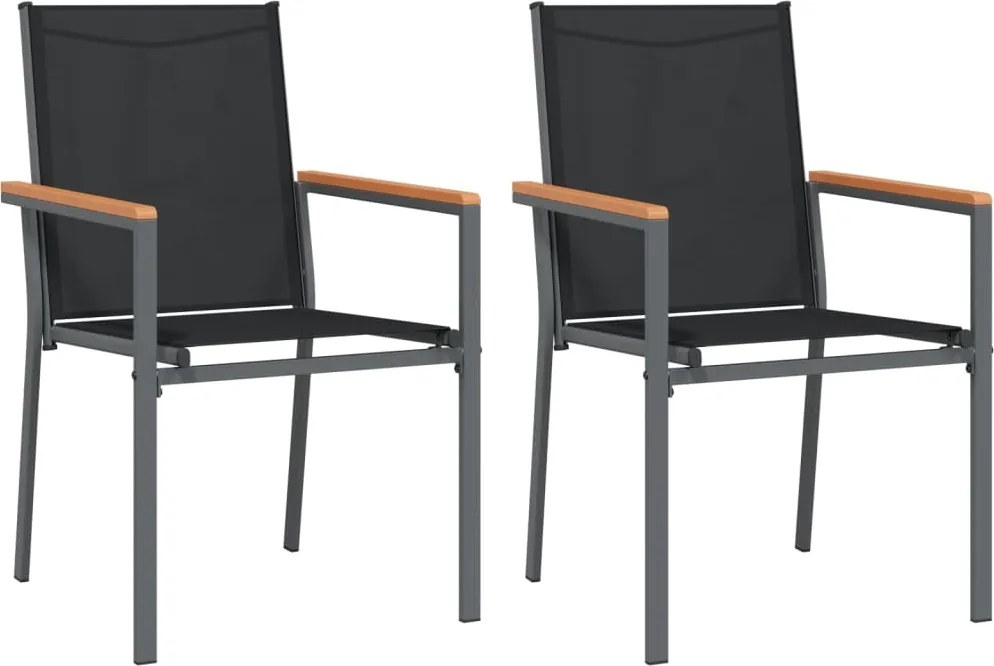 vidaXL 2 db fekete textilén és acél kerti szék 55 x 61,5 x 90 cm
