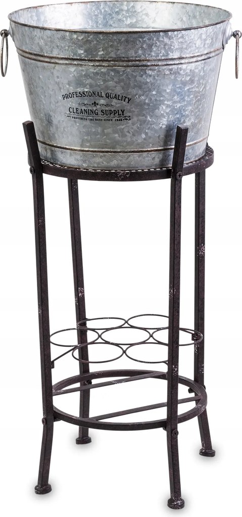 Borosüveg tartó állvány fém magas fekete stilizált vödörrel