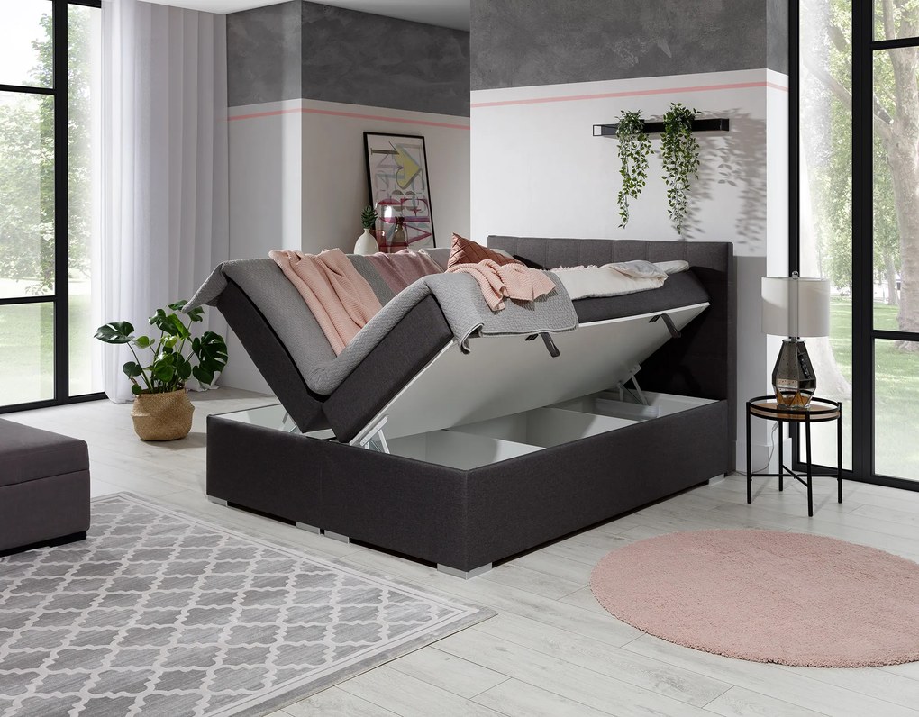 Franciaágy Boxspring 160 cm Abbie (rózsaszín) (matracokkal). 1027421