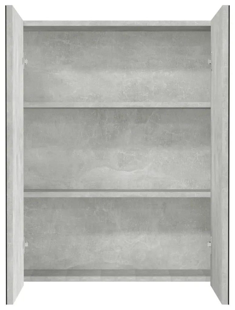 betonszürke MDF tükrös fürdőszobaszekrény 60 x 15 x 75 cm