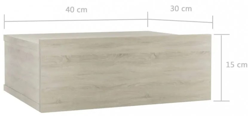 2 db sonoma tölgy szerelt fa függő éjjeliszekrény 40x30x15 cm