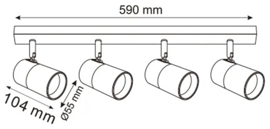 Zuma Line 2204BD-4-BK - Spotlámpa FORI 4xGU10/50W/230V fekete/arany